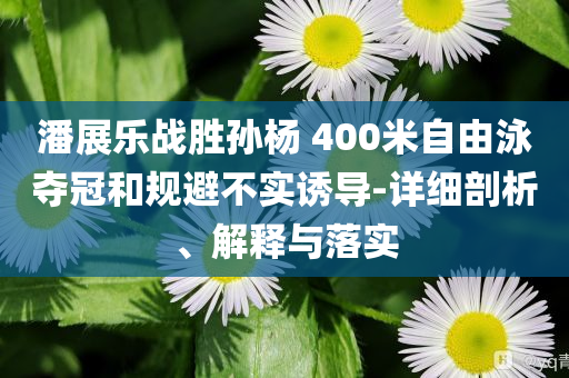 潘展樂戰(zhàn)勝孫楊 400米自由泳奪冠和規(guī)避不實誘導-詳細剖析、解釋與落實