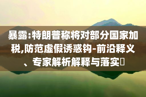 暴露:特朗普稱將對部分國家加稅,防范虛假誘惑鉤-前沿釋義、專家解析解釋與落實?