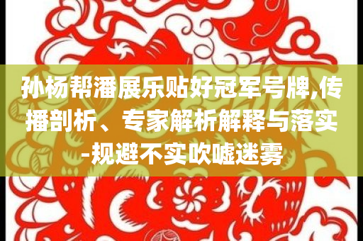 孫楊幫潘展樂(lè)貼好冠軍號(hào)牌,傳播剖析、專家解析解釋與落實(shí)-規(guī)避不實(shí)吹噓迷霧