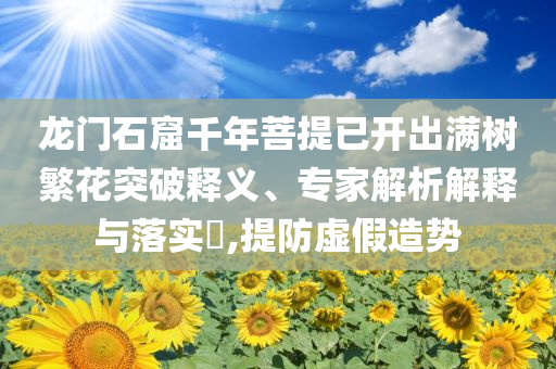 龍門石窟千年菩提已開(kāi)出滿樹(shù)繁花突破釋義、專家解析解釋與落實(shí)?,提防虛假造勢(shì)