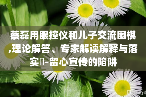 蔡磊用眼控儀和兒子交流圍棋,理論解答、專家解讀解釋與落實?-留心宣傳的陷阱