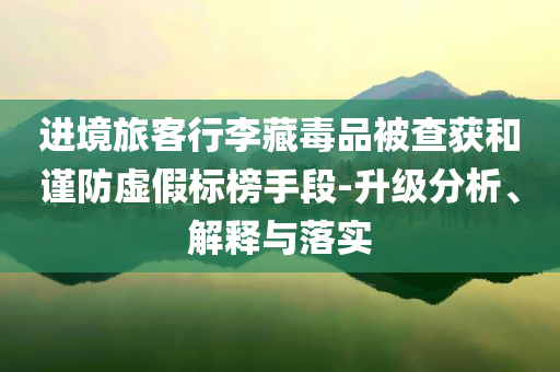進(jìn)境旅客行李藏毒品被查獲和謹(jǐn)防虛假標(biāo)榜手段-升級(jí)分析、解釋與落實(shí)